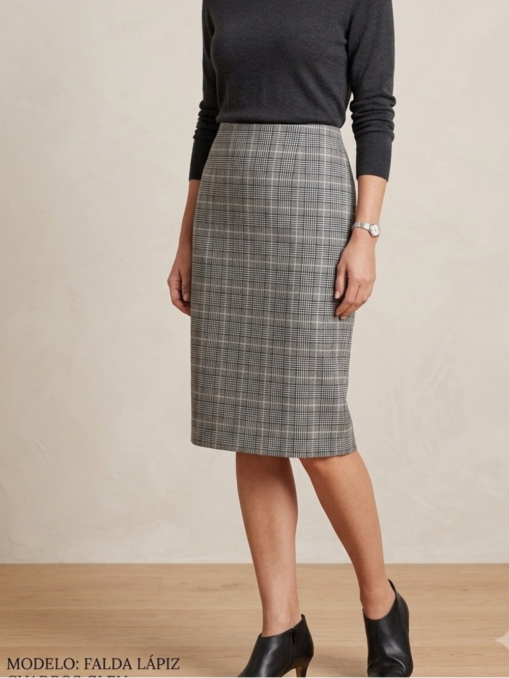 Zara Glen Plaid Pencil Skirt - Gray